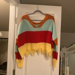 V-Neck/Cropped Sweater; Lightweight; Small; $5